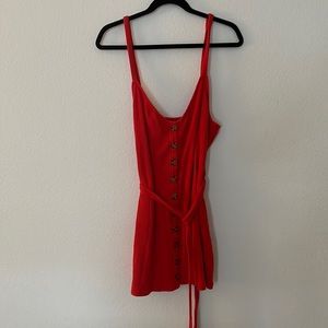 Privacy Please button down red dress ribbed